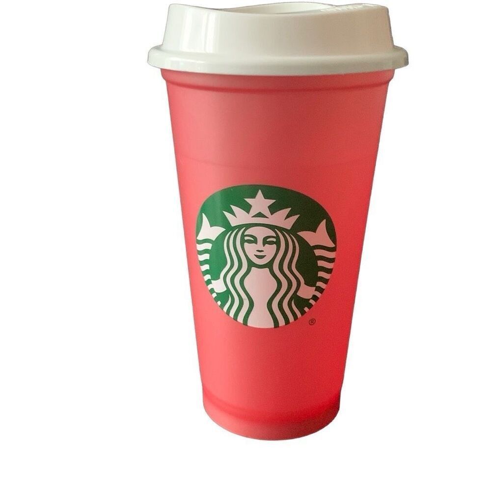 Pre Owned Starbucks 2013 PINK Reusable Tumbler Siren Logo 16oz Coffee Cup Mug